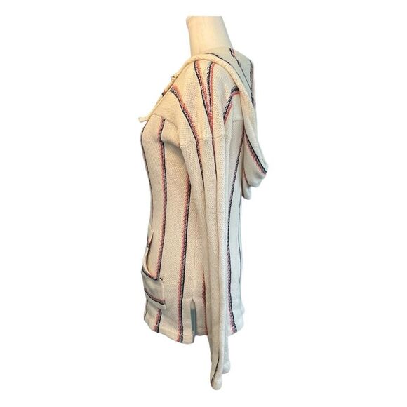 Ron Jon Baja Beach Hoodie Sweater Cream Striped Soft Knit Pullover M - Picture 2 of 8